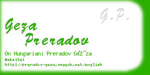 geza preradov business card